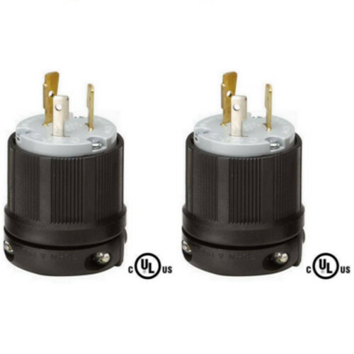NEMA L5-20 Grounding Locking Plug, 20A 125V AC, 2 Pole 3 Wire, cUL Listed
