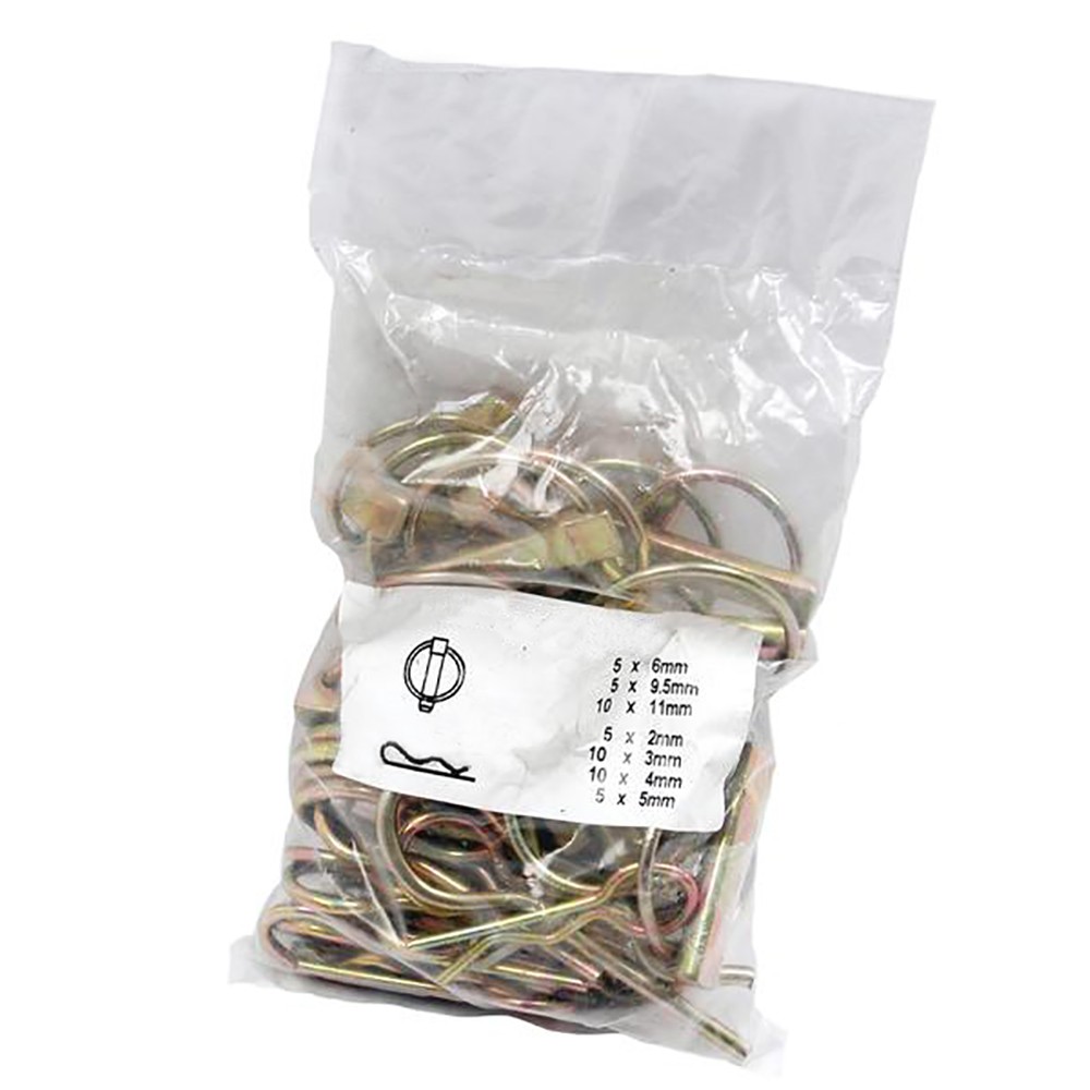 50 Piece Package of Lynch Pins & Grip Clips For Farm Tractor Implements