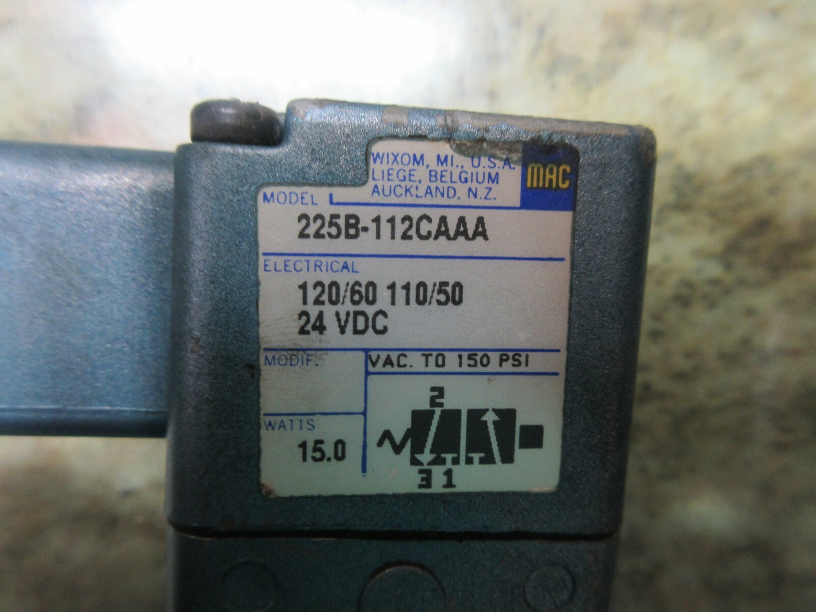 MAC VALVE UNIT 225B-112CAAA 24VDC 15.0W