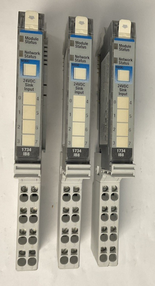 ALLEN BRADLEY 1734-IB8 PLC MODULE SER.D W/1734-TOP BASE SER.A ***LOTOF3***