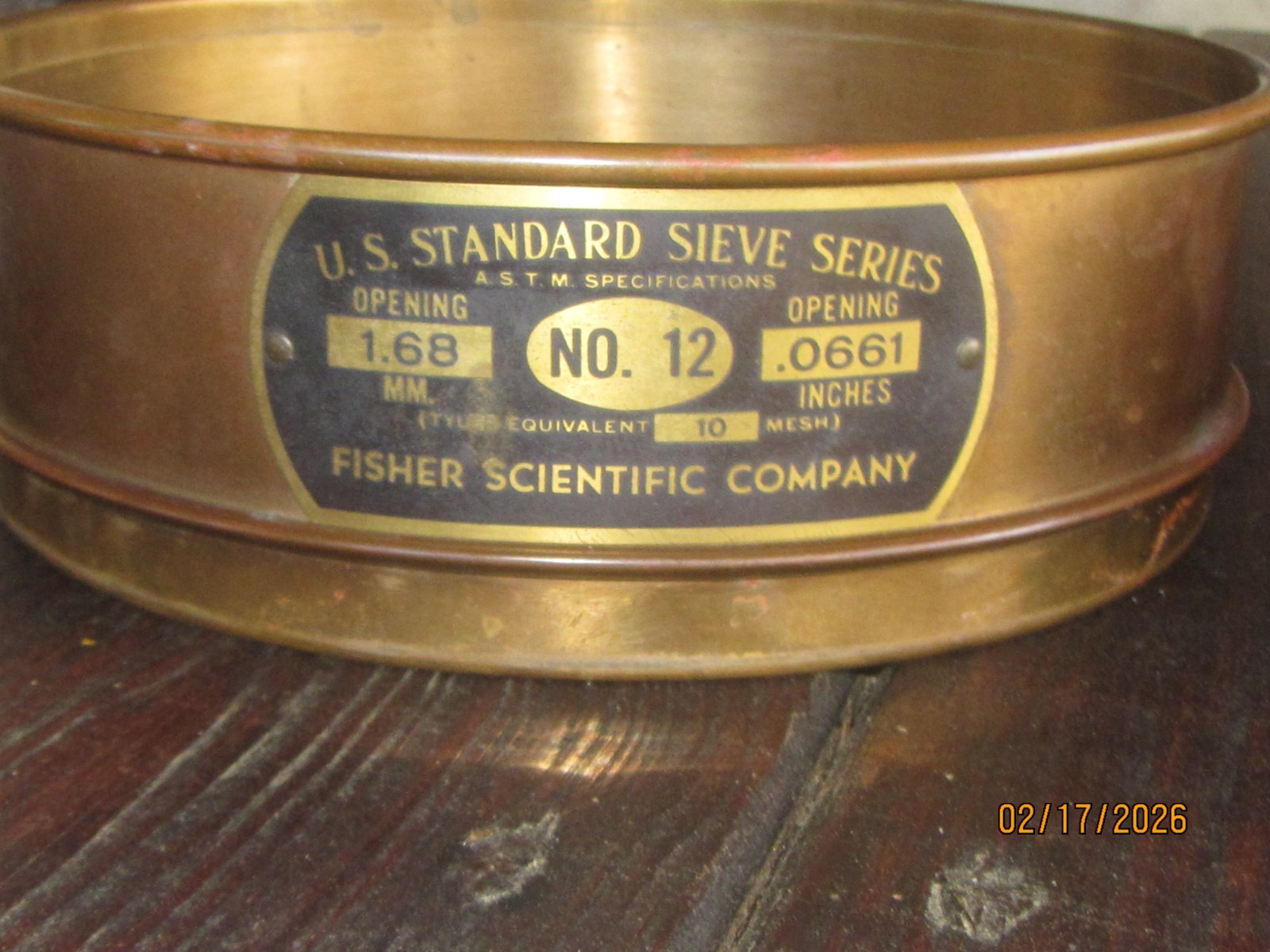 8″ full height brass lab sieves. Used. Fisher and VWR. Stack of 4. Sizes below.