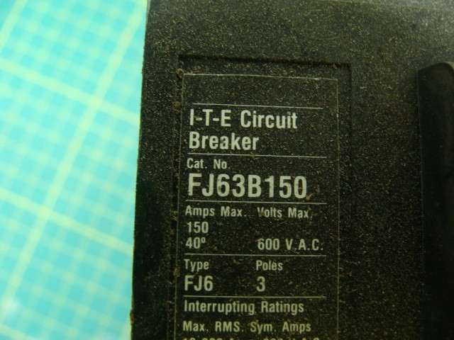 ITE FJ63B150 CIRCUIT BREAKER 3 POLE 150 AMP 600VAC