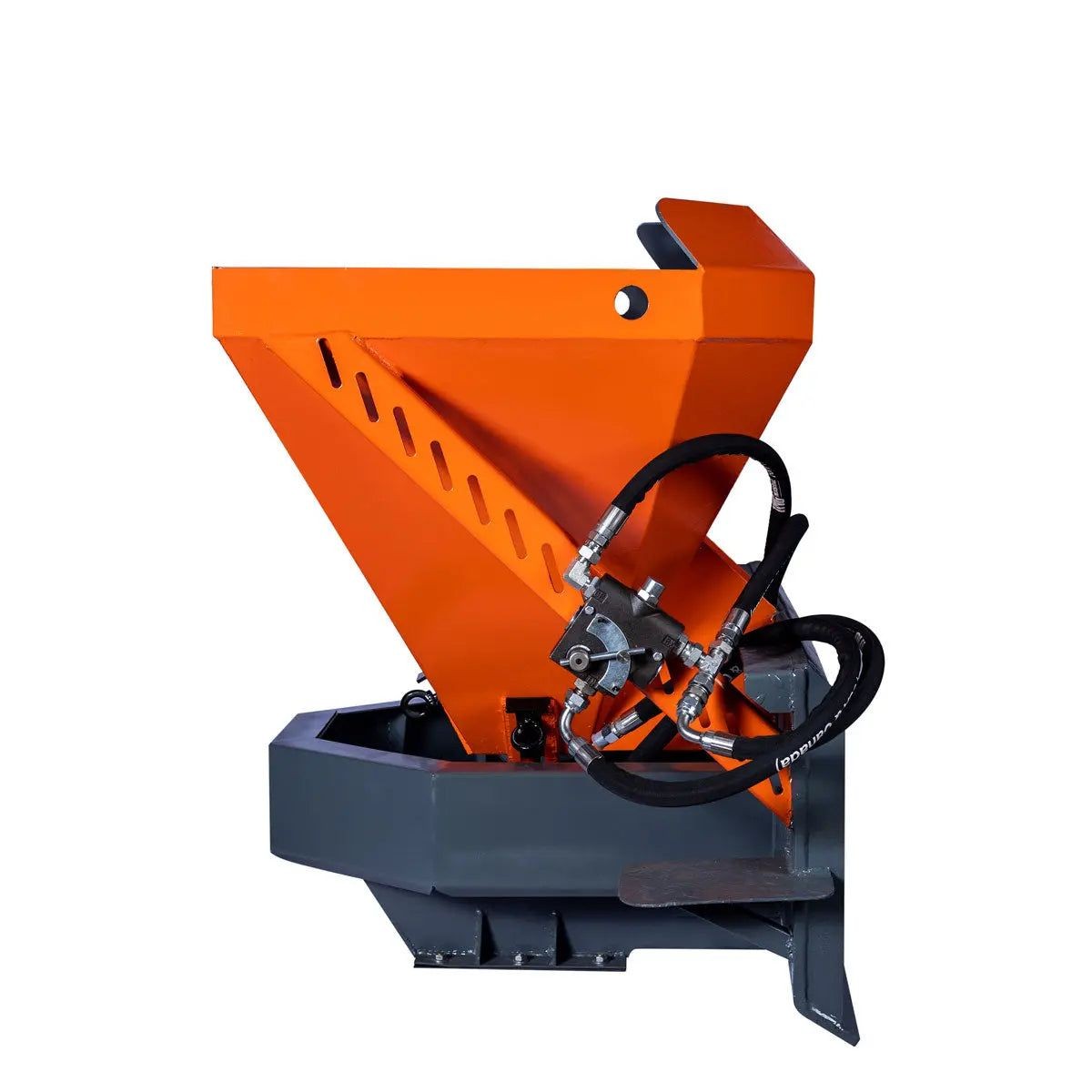 Skid Steer Tilt-N-Scoop Spreader 10 Cu-Ft, 30ft Range, Universal Mount