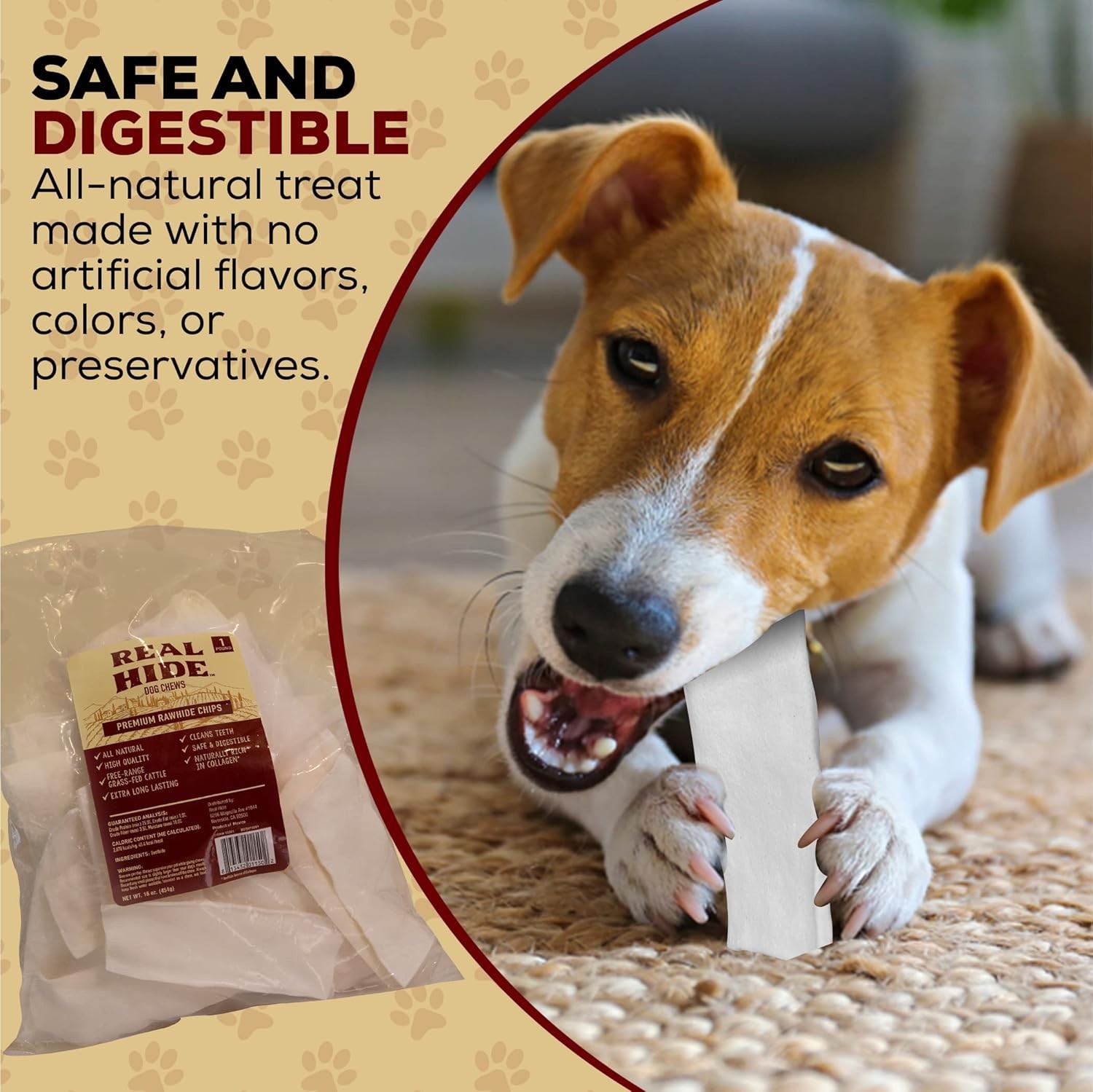 Real Hide | All Natural Dog Chew Treats – Premium Rawhide Chips – Long Lastin…