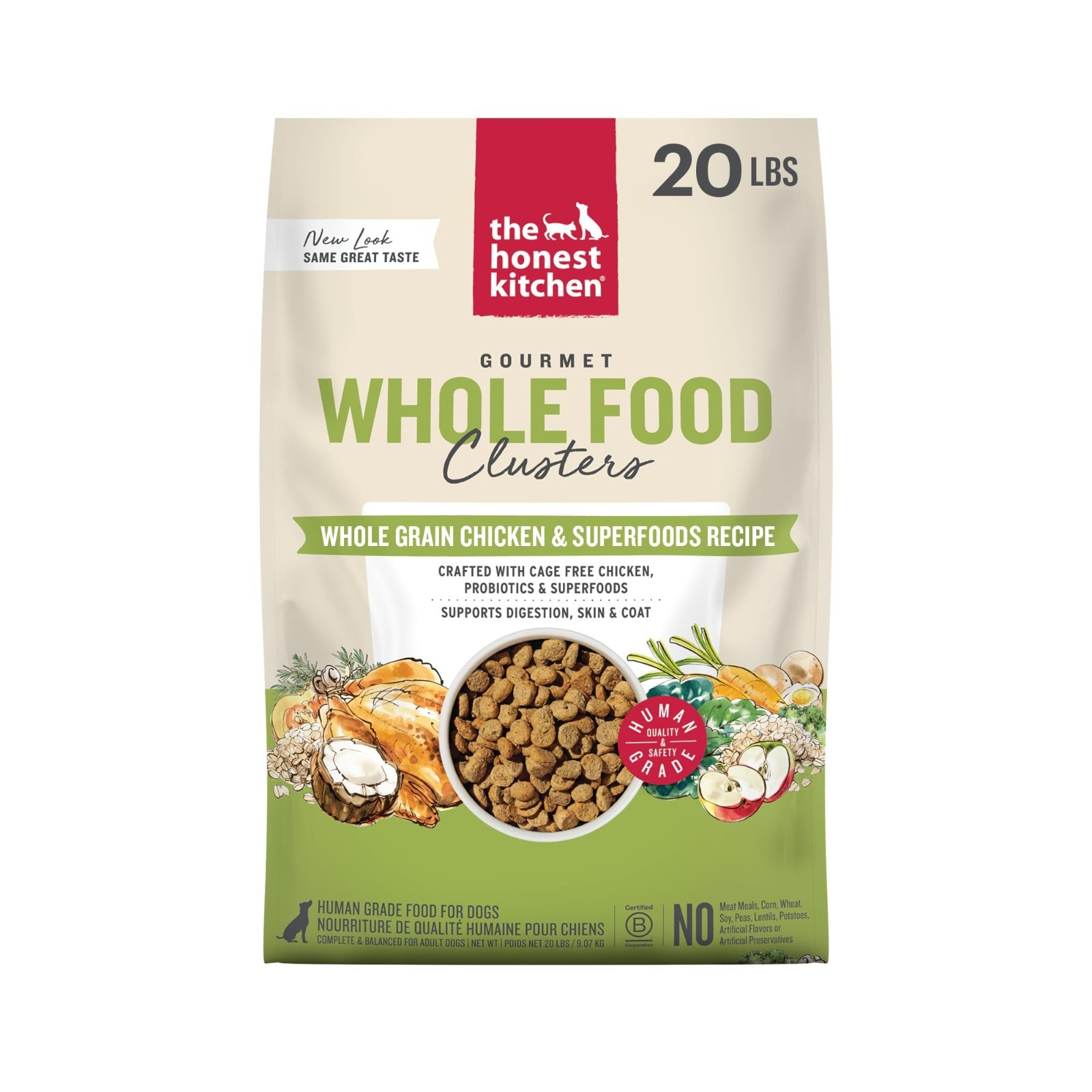 The Honest Kitchen Human Grade Dry Dog Food,Whole Food Clusters Whole Grain,20lb