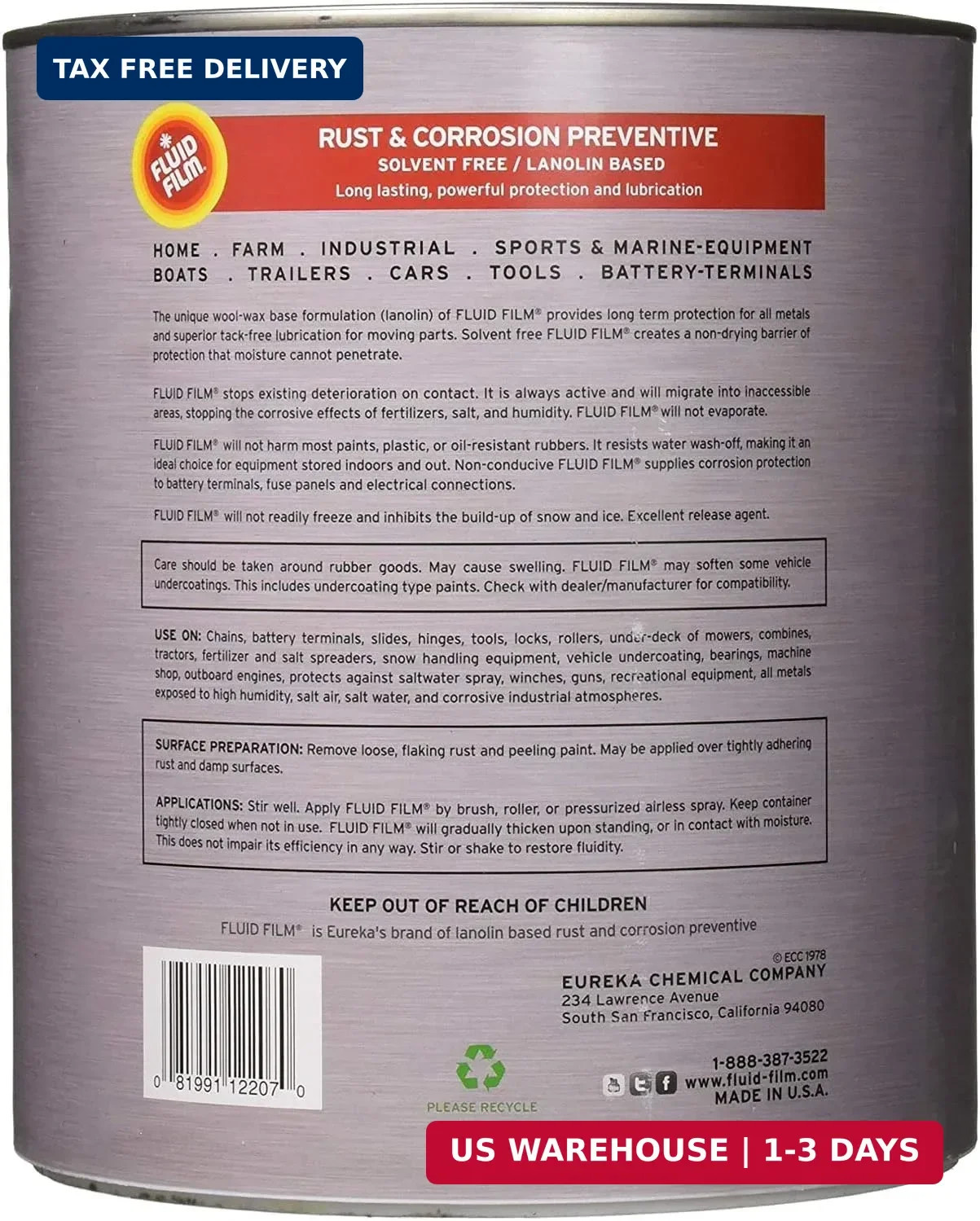 Fluid Film 1 Gallon Can Rust Inhibitor Rust Prevention Anti Corrosion Anti Rust