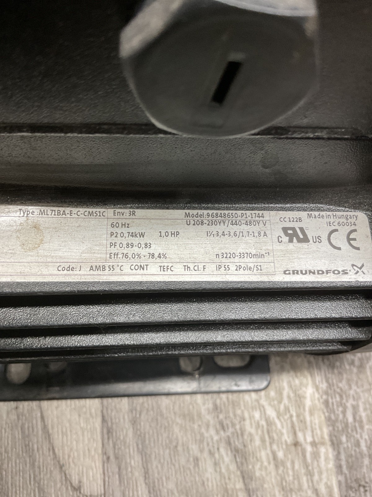 GRUNDFOS ML 71BA-E-C-CMS1C Coolant Pump Motor #4012B128PR3