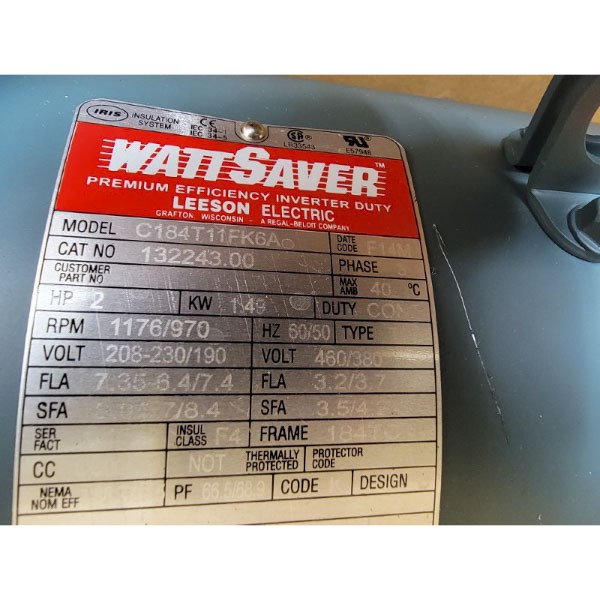 LEESON 132243.00 C184T11FK6A 208-230/190V 7.35-6.4/7.4A NSMP