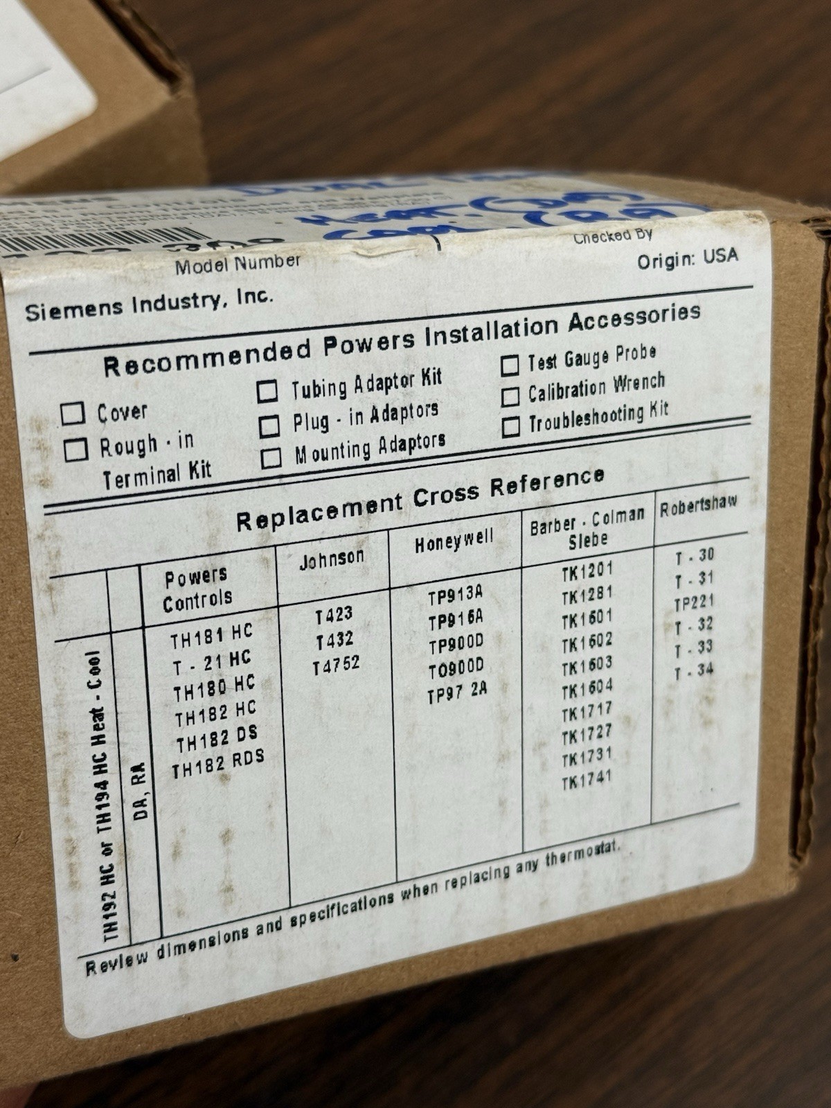 2X – Siemens 192-208 Pneumatic Thermostat, Dual Temperature, Heating And Cooling