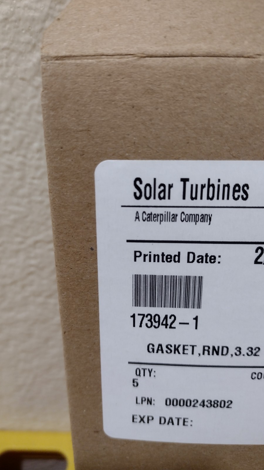 SOLAR TURBINES 173942-1 SOLAR TURBINES GASKET 173942-1 RDN 3.32 ID 3.68 NEW