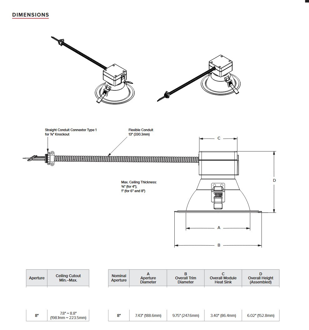 Prescolite LED LiteBox Downlight, 8 inch round, 3000 lumen, color selectable