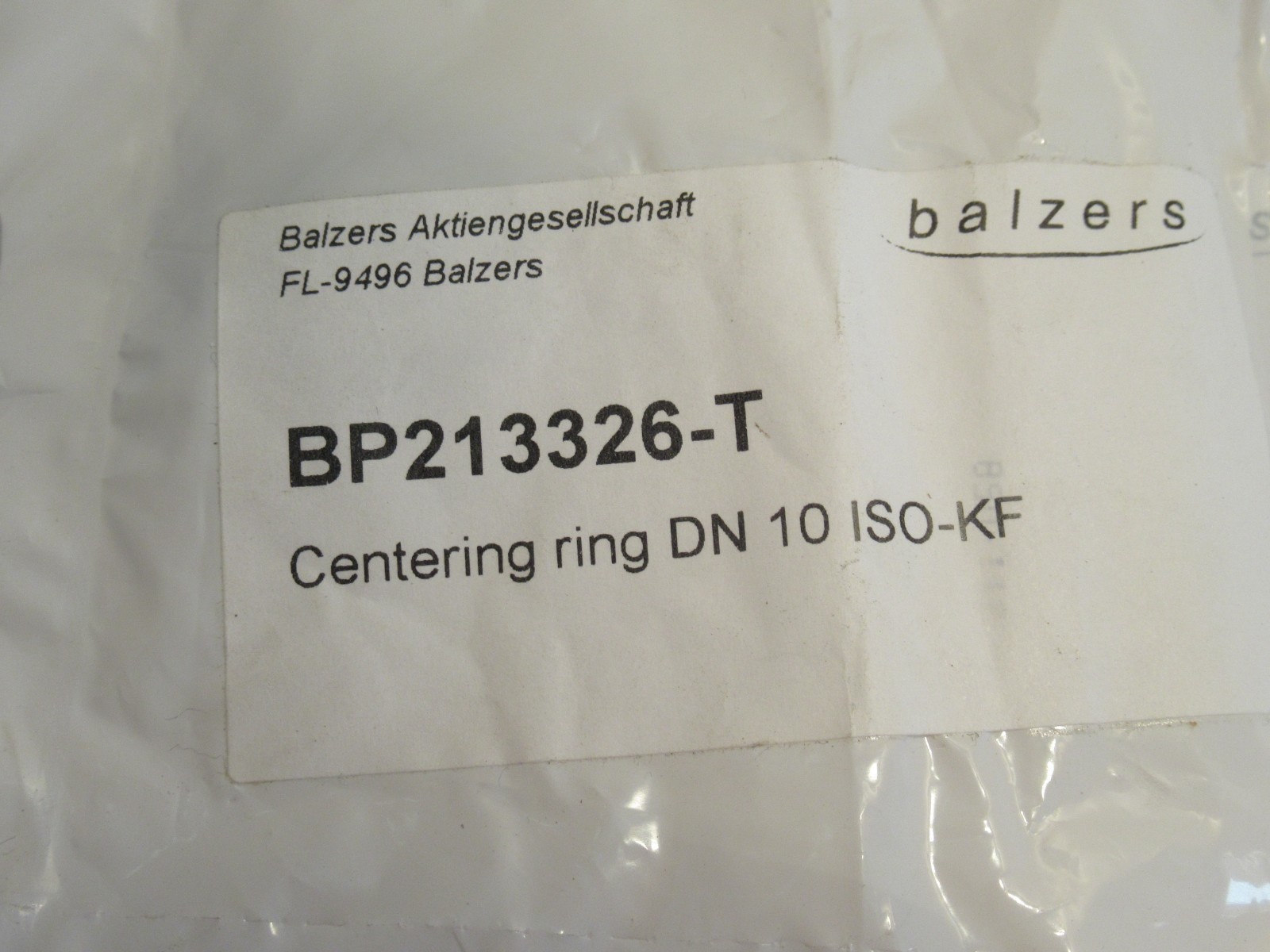 BALZERS BP213326-T BP23326T DN 10 ISO-KF CENTERING RING NEW