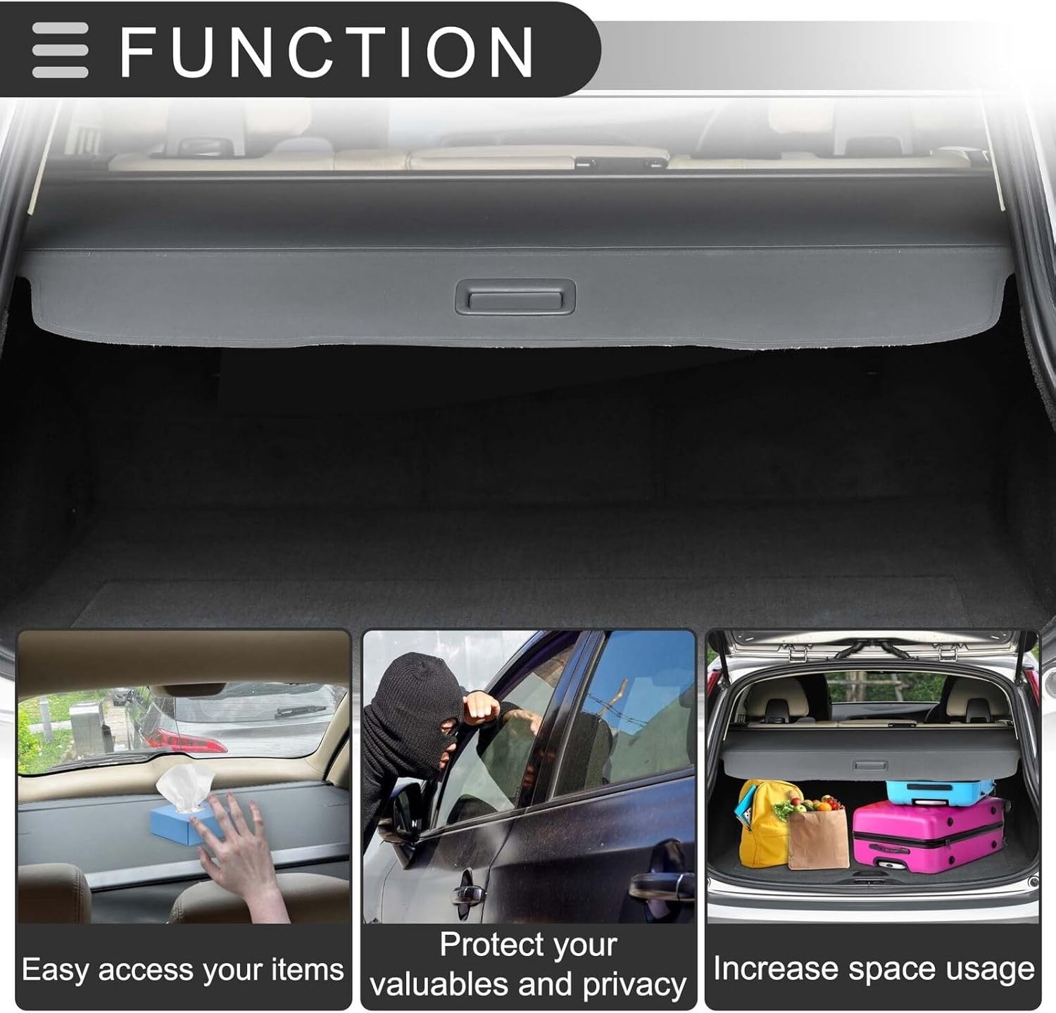 Trunk Cargo Security Cover for Ford Explorer ST Sport XLT – Enhanced Privacy, UV