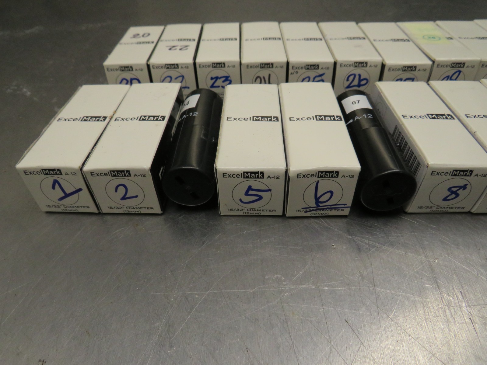 Excel Mark A-12 15/32″ Stamp 1-40 / Missing 3, 16, 21, 32, 35, 37