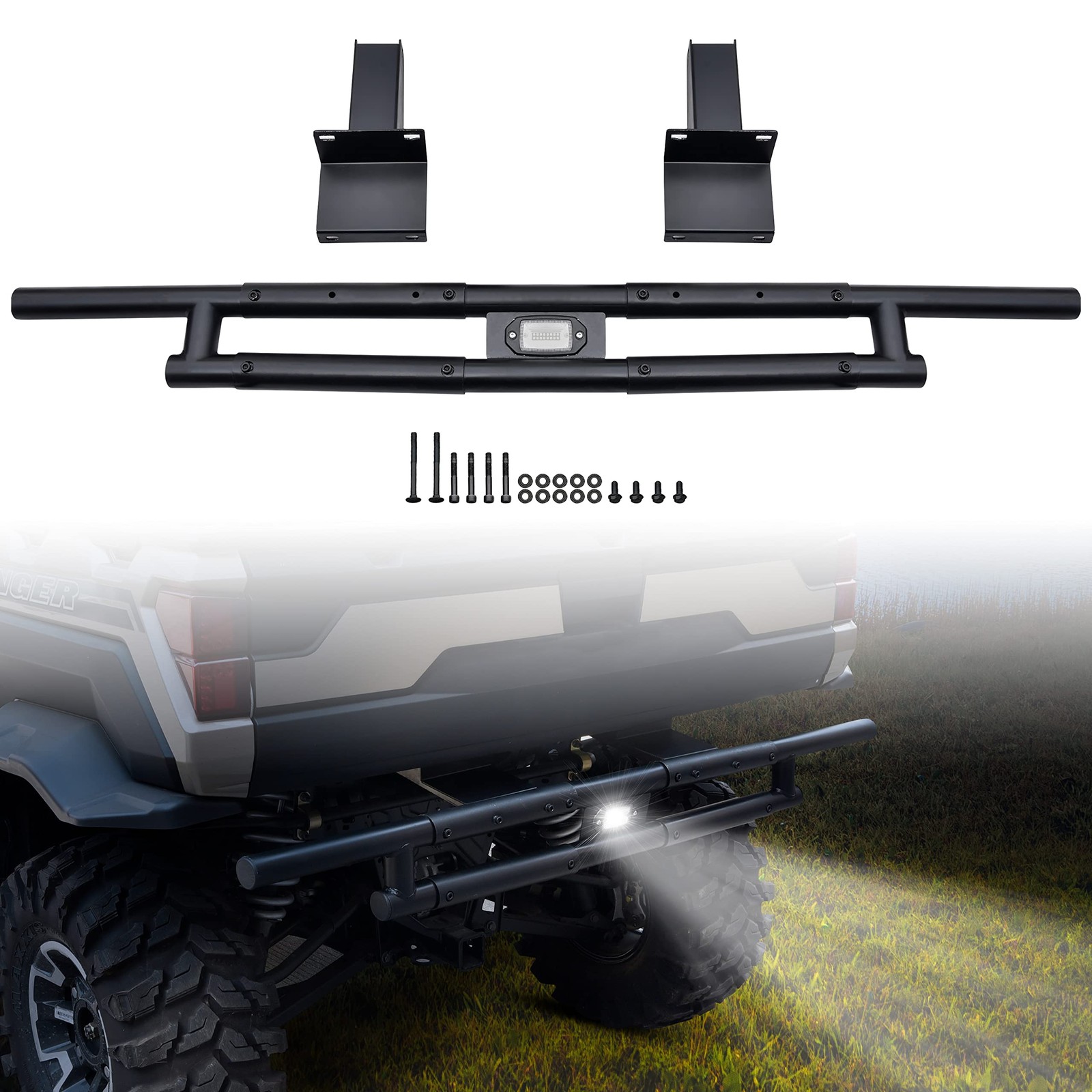 SAUTVS Rear Bumper with Light for Polaris Ranger XP 900/Crew 2013-2019/ Range…