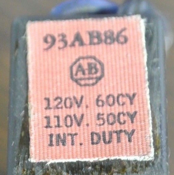 ALLEN-BRADLEY 93AB86 COIL, INTERMITTENT DUTY 120V/60Hz, 110V/50Hz