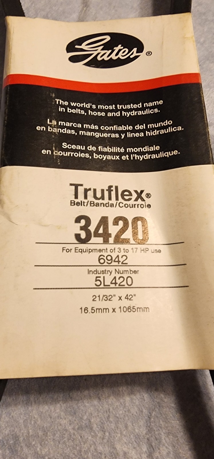 Gates Truflex 3420 Industry No 5L420