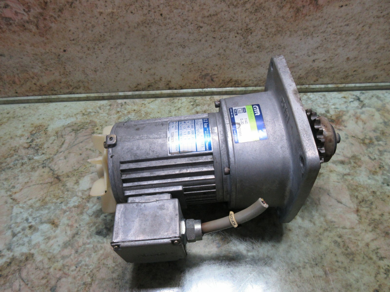 NISSEI HITACHI SEIKI HG400 MOTOR TET-10 0.2KW GTR BG3-T082 1:40 0.20KW WARRANTY