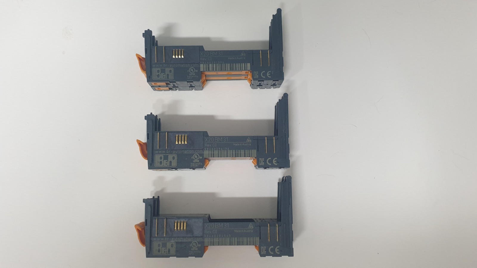 Lot of 3 B&R X20BM31 Bus Modules – Rev. C0 – USED