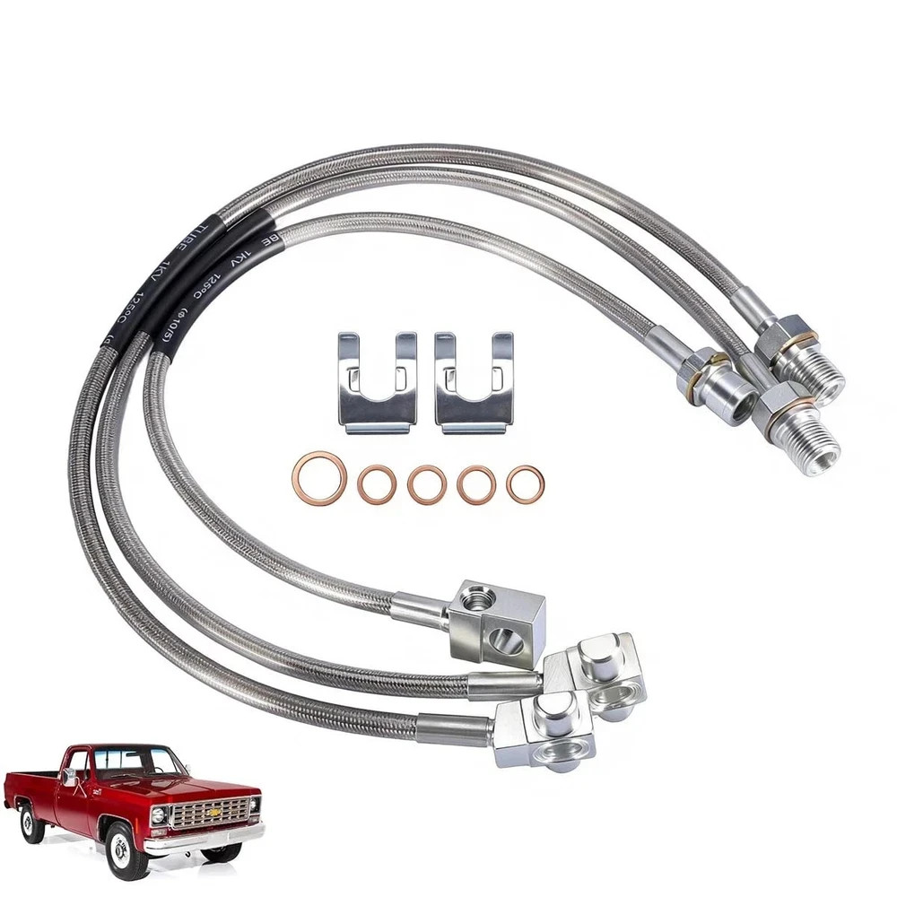3PCS Stainless Steel Extended Brake Lines Fit Chevy GMC C K 1500 2500 4-6 Lift