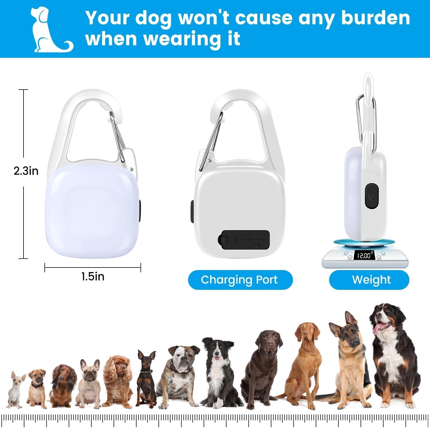 Dog Collar Light, 2 Pack Rechargeable Dog Light Clip On, 80LM Brightness 4 Co…