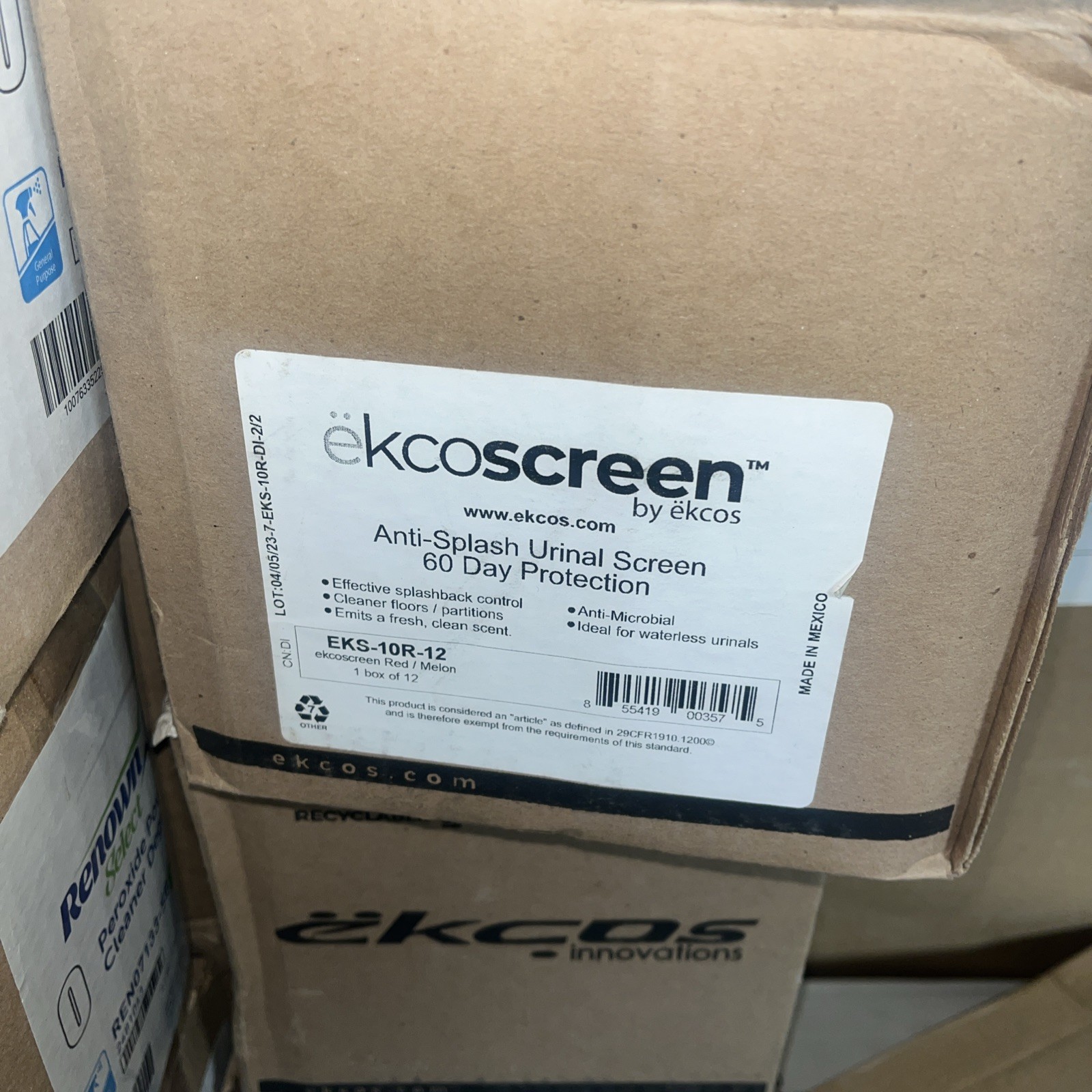 12/pack Ekcos Innovations EKS-10R-12 Ekcoscreen Urinal Screen Red/Melon