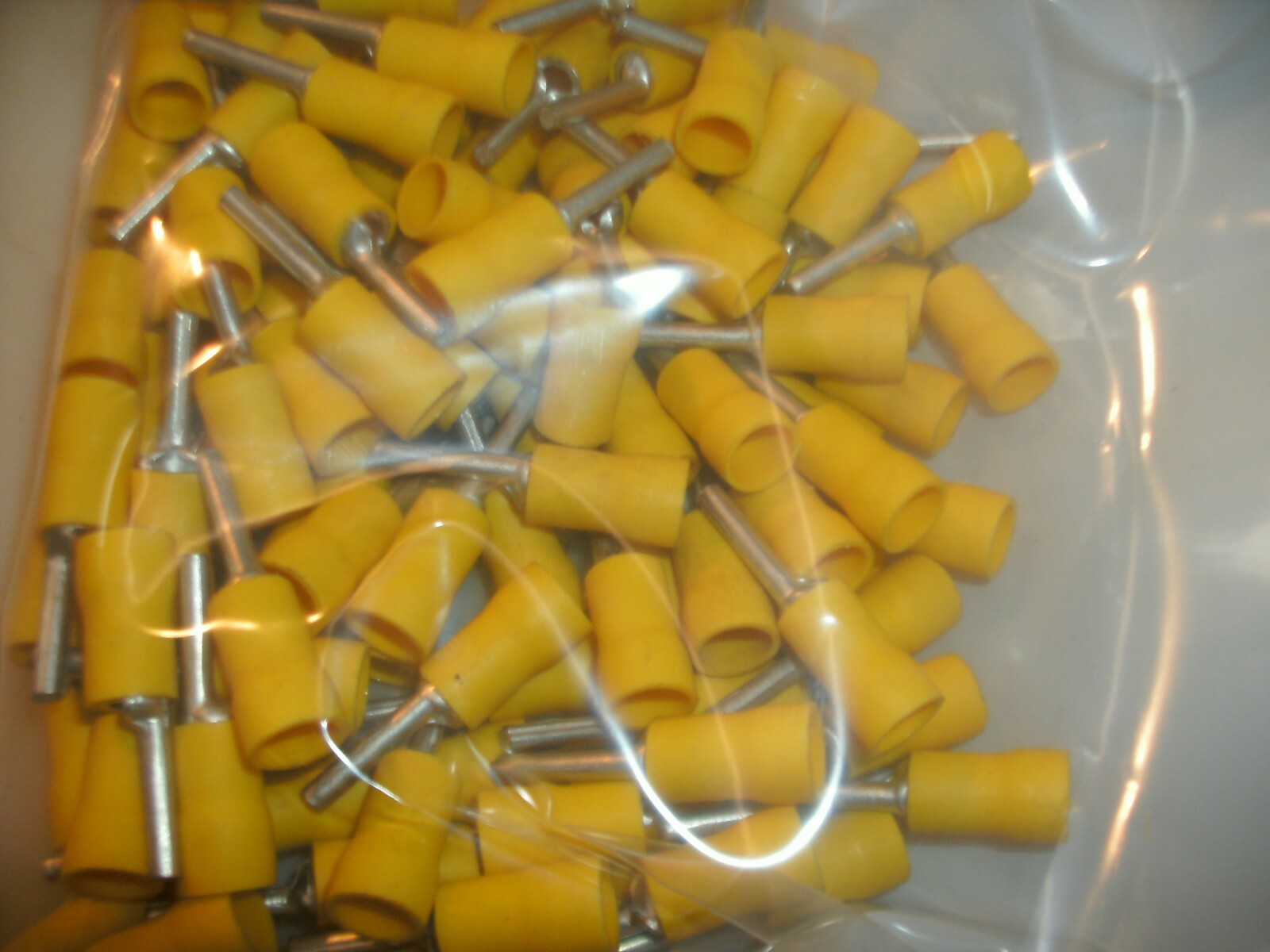 LOT OF 100 – YELLOW INSULATED PIN TERMINAL 12 AWG 10 AWG