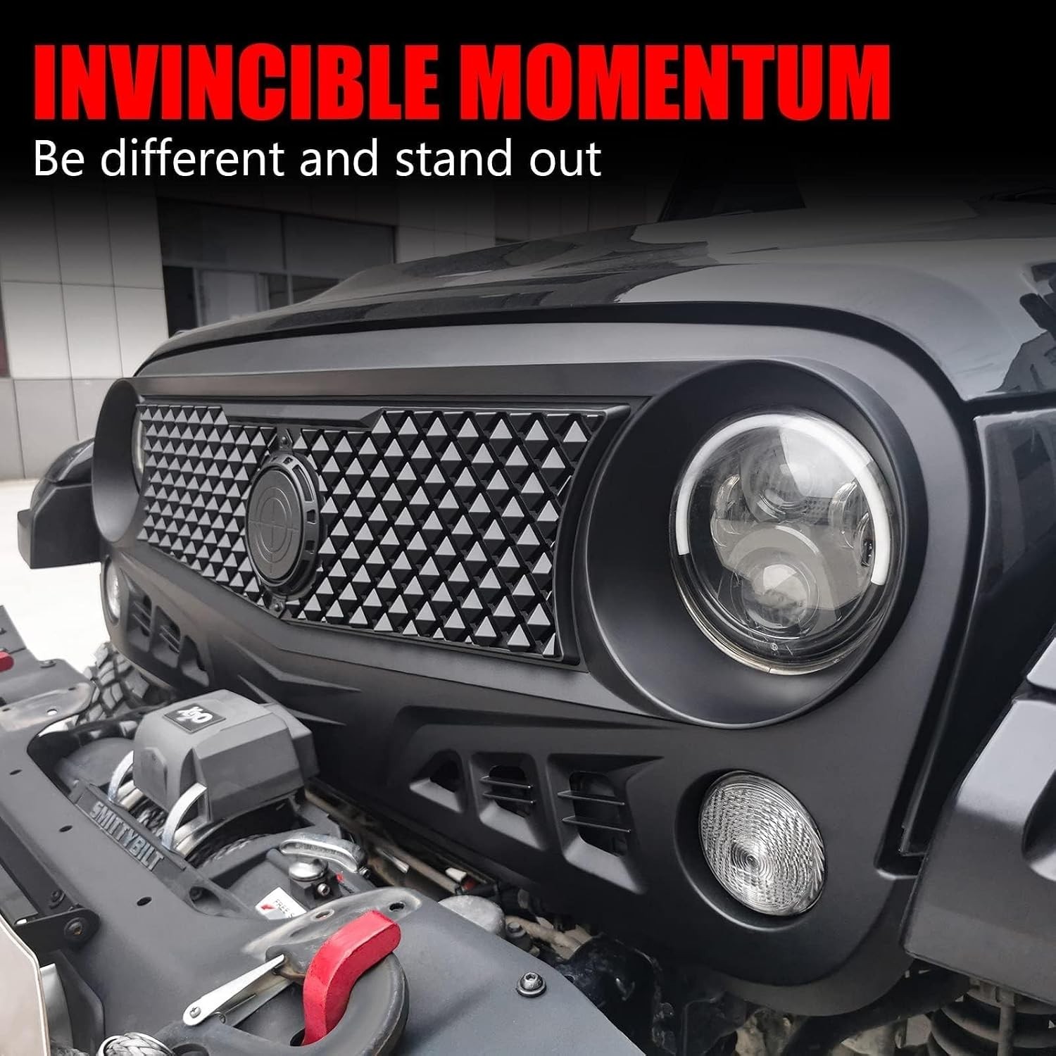 Front Grill with Mesh Matte Black Grille For Jeep Wrangler 2007-2018 Rubicon
