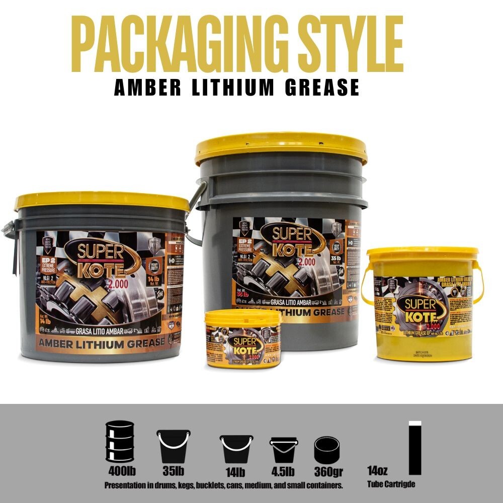 Lithium Grease Multipurpose Superkote 2000 /Amber and Tacky /EP 2/NLGI 2/ 35lb