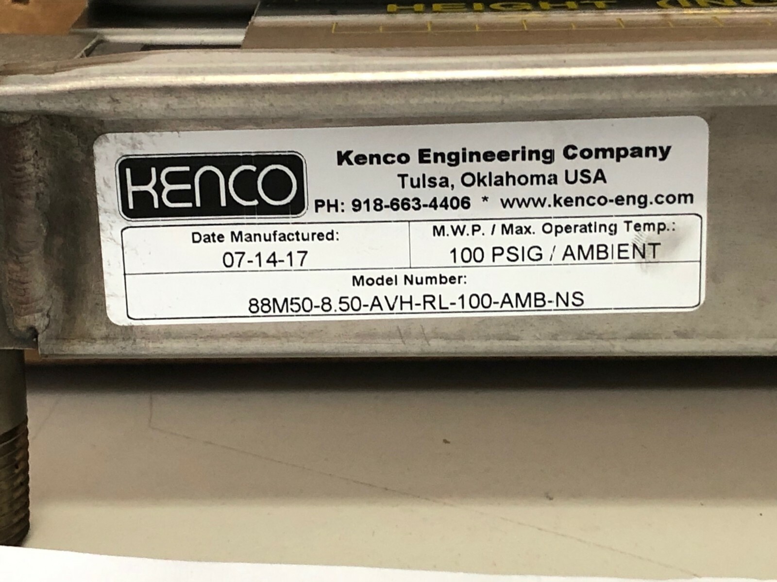 NIB! KENCO 100-PSIG ATMOSPHERICAMBIENT FLOW METER GAUGE 88M50-8.50-AVH-RL-ATM-NS
