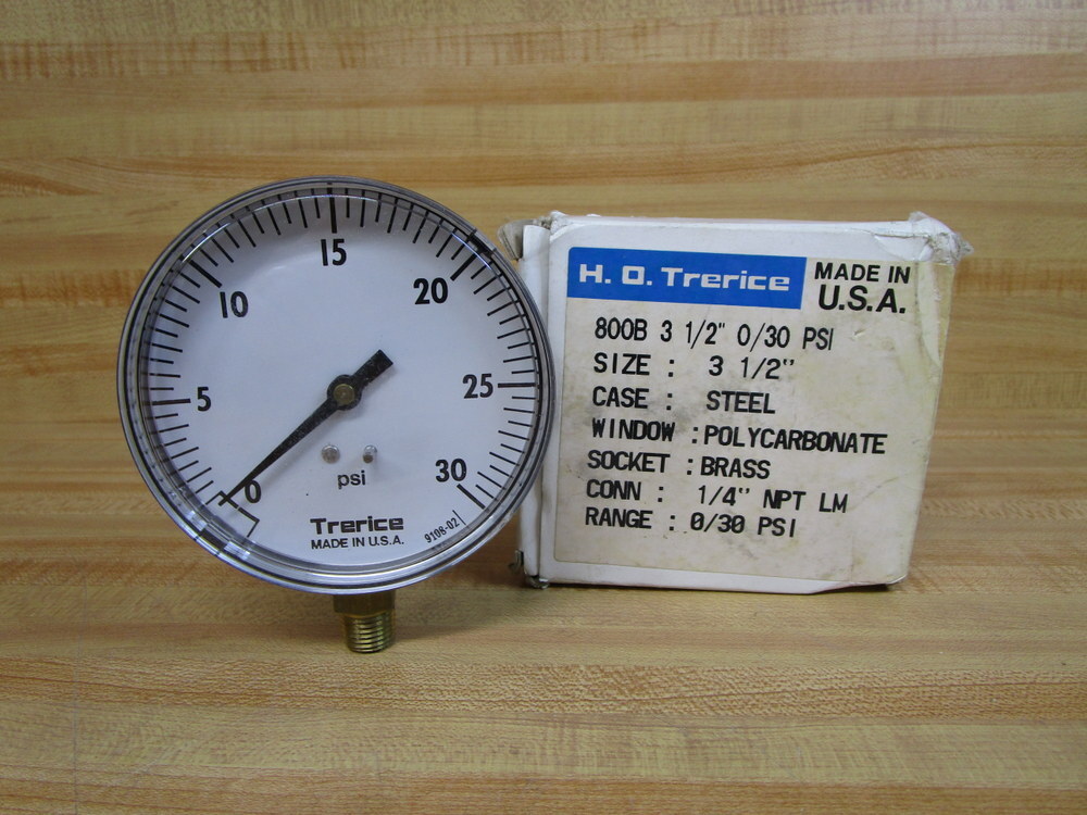 H.O. Trerice 800B 3 1/2″ 0/30 PSI Pressure Gauge 7531075