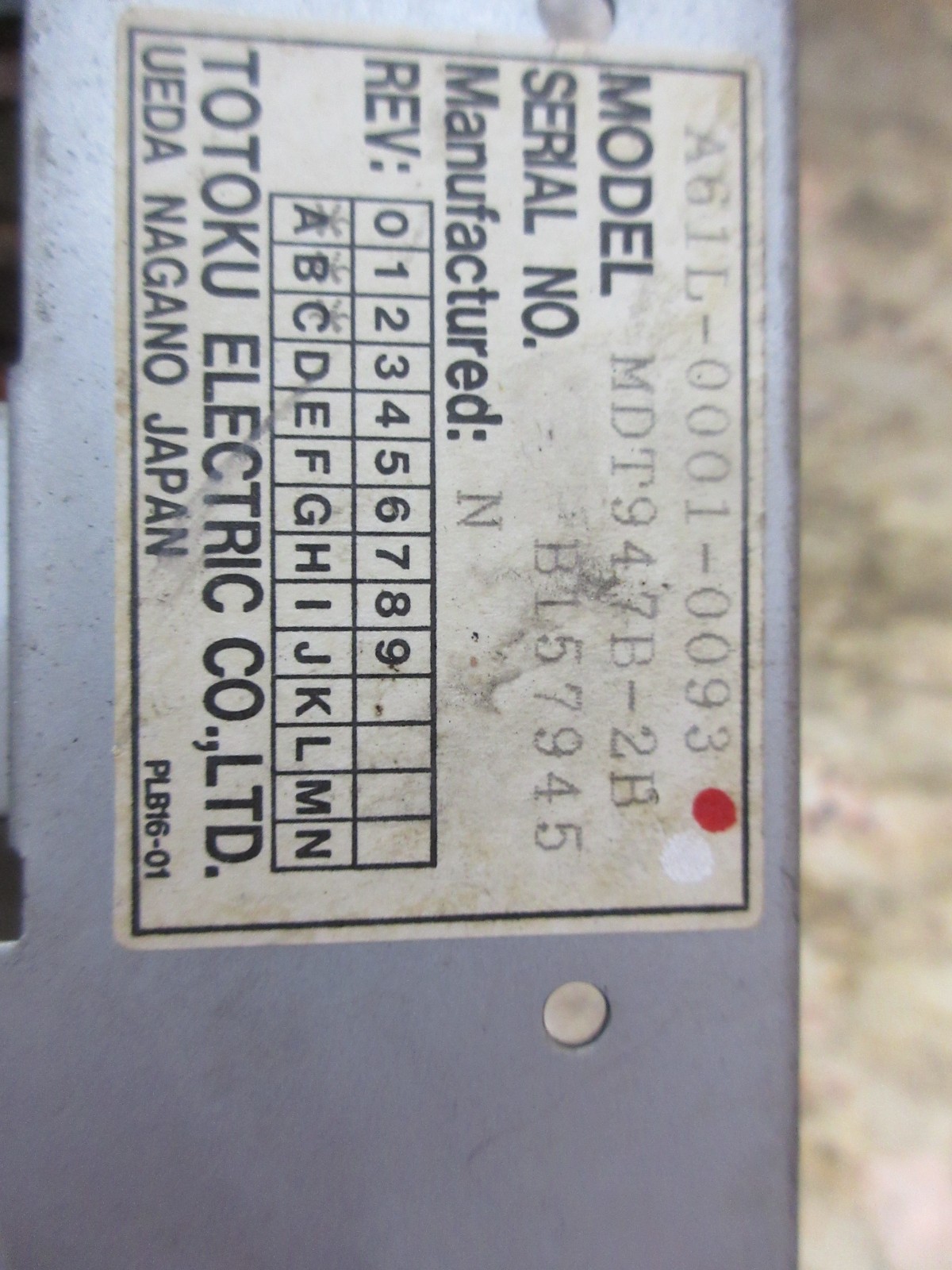 TOTOKU MONITOR DISPLAY CNC A61L-0001-0093 MDT947B-2A