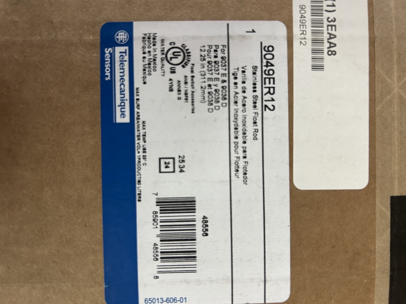 Telemechanique Liquid Level Float Switch 9037EG10 With 12” Rod And Float