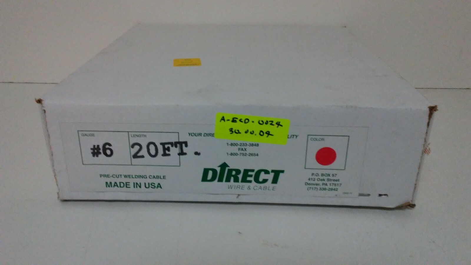 NEW OLD STOCK! DIRECT 20′ WIRE & CABLE WELDING CABLE RED #6