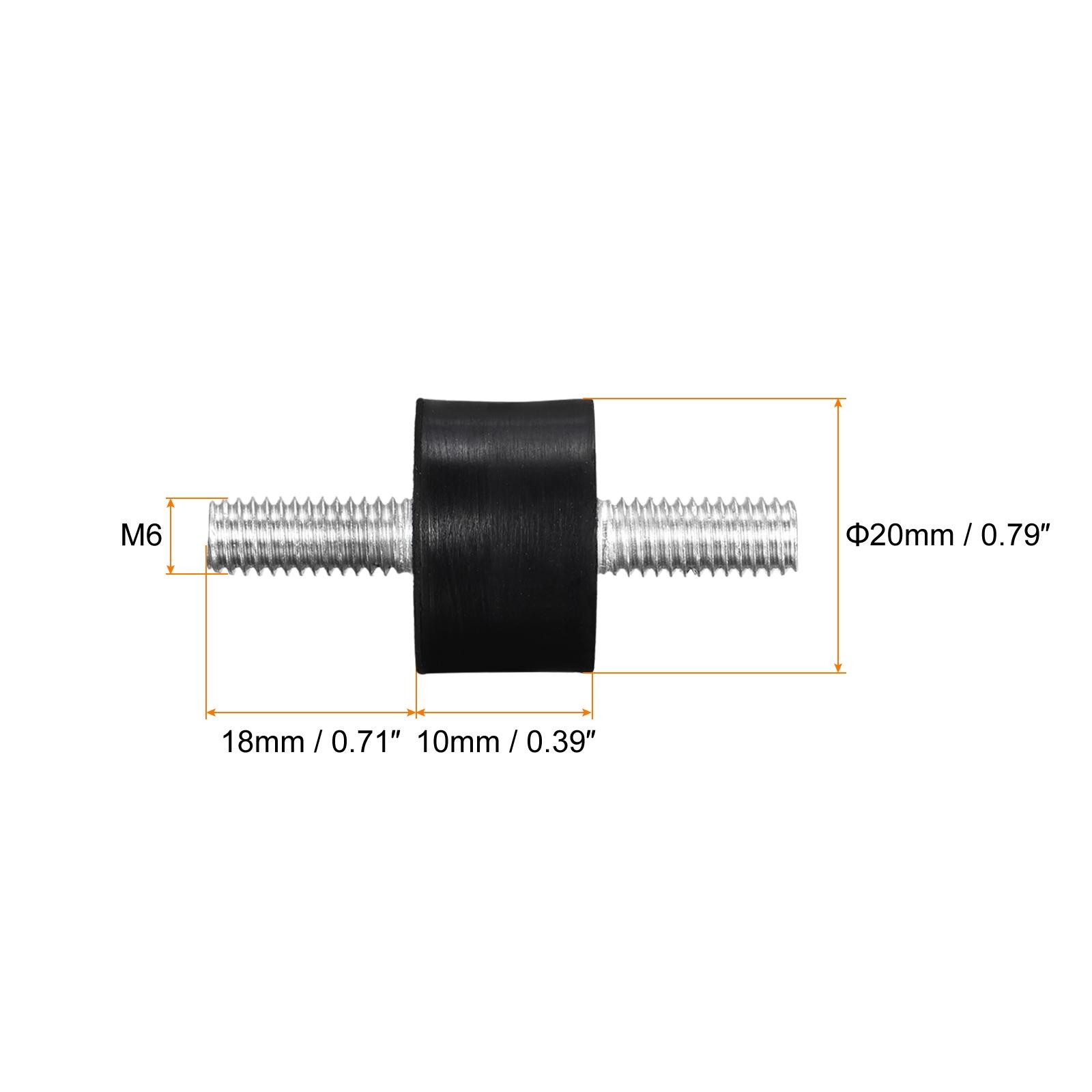4pcs Rubber Mounts M6x18mm Male Vibration Isolator Shock Absorber D20mmxH10mm