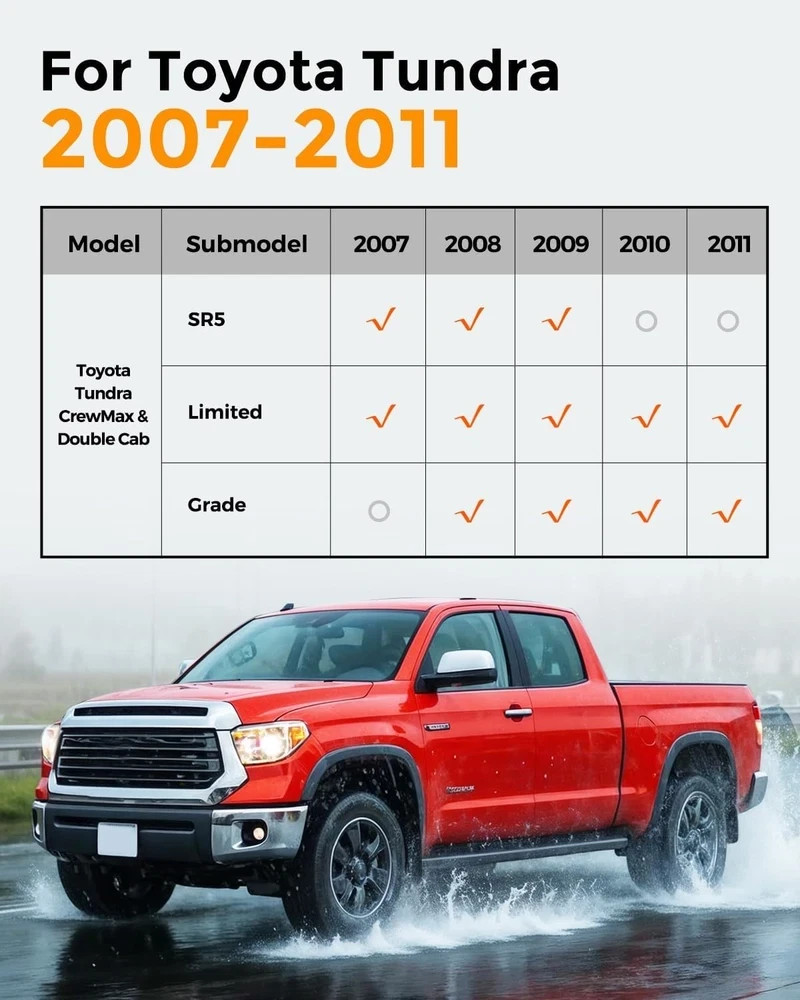 for Toyota Tundra Floor Mats 2011 2010 2009 2008 2007, Custom Fit All-Weather Ca