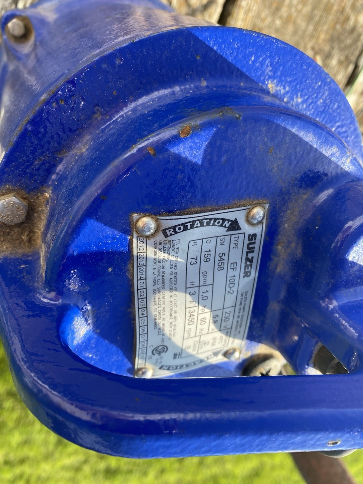 SULZER SUBMERSIBLE SUMP PUMP EF 10D-2 230V 3-Phase