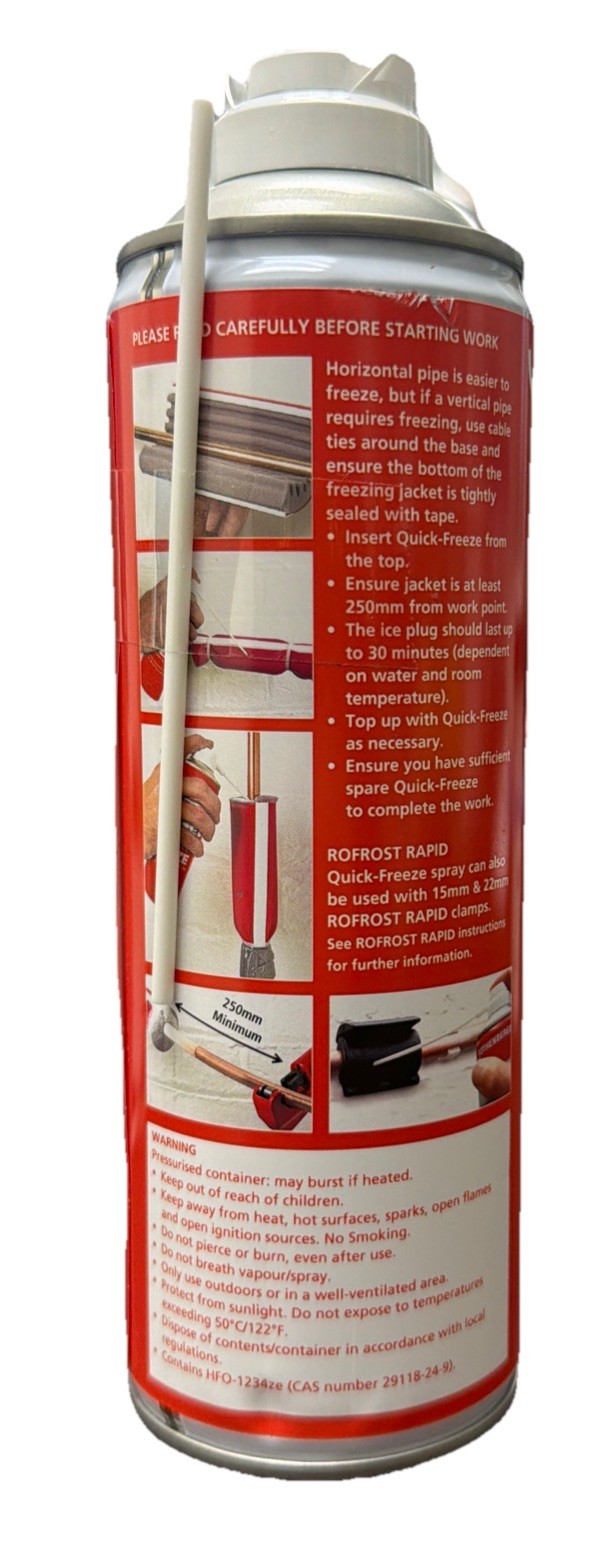 Rothenberger Pipe Freezing Spray, 304mL Capacity Quick Freeze New