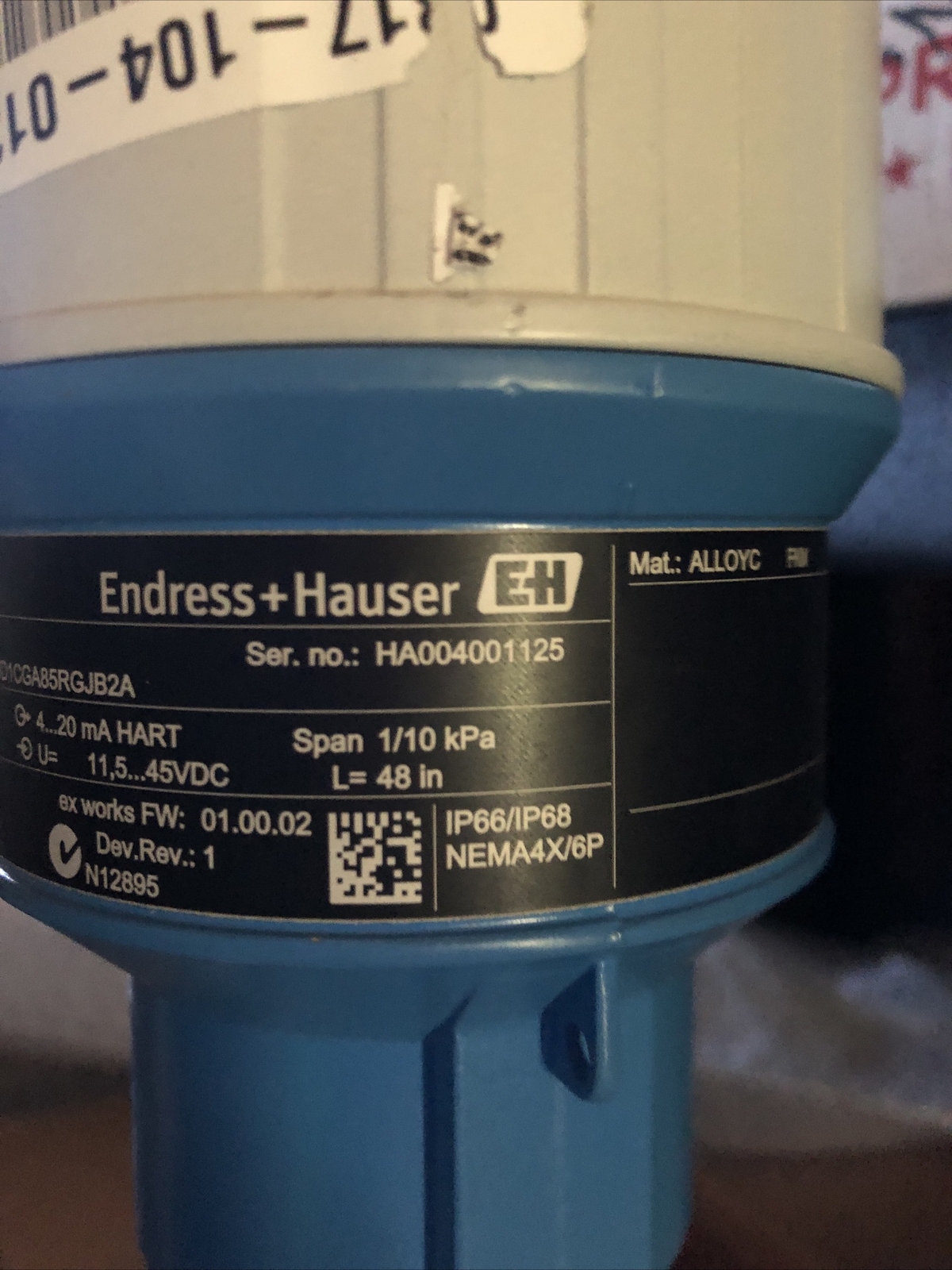 ENDRESS+HAUSER FMB51-1J910,FMB51-AA21JD1CGA85RGJB2A LEVEL SENSOR,AO