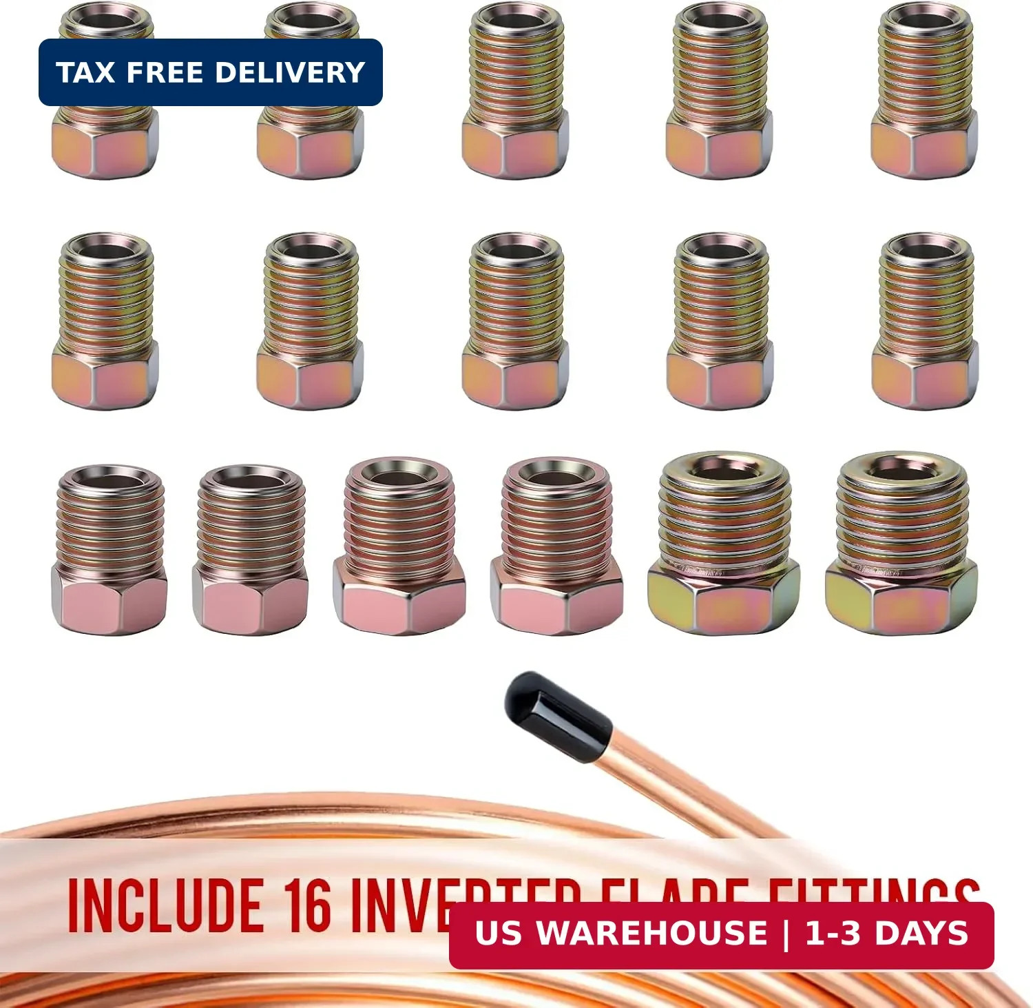25FT 3/16” The Latest Copper Coated Brake Line Kit with 16 Fittings and 4 Union