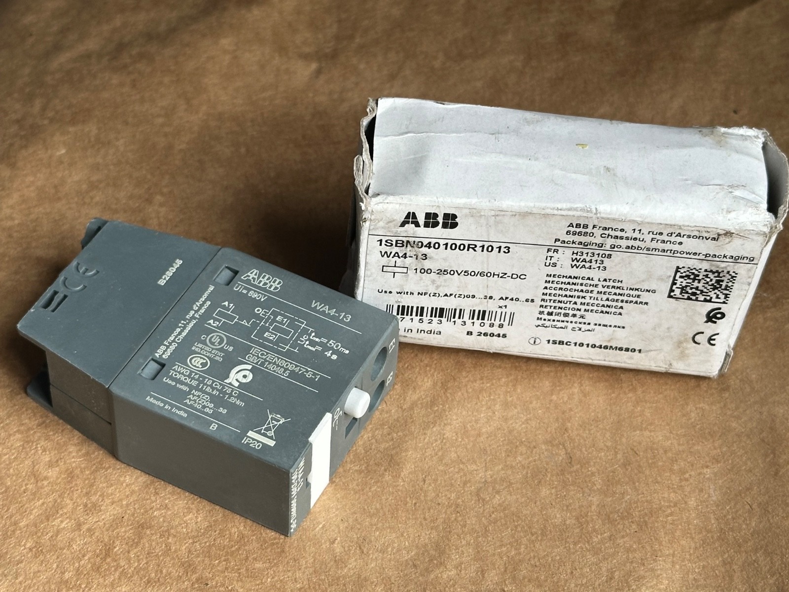 ABB WA4-13 Mechanical Latch 1SBN040100R1013 100-250V 50/60hz
