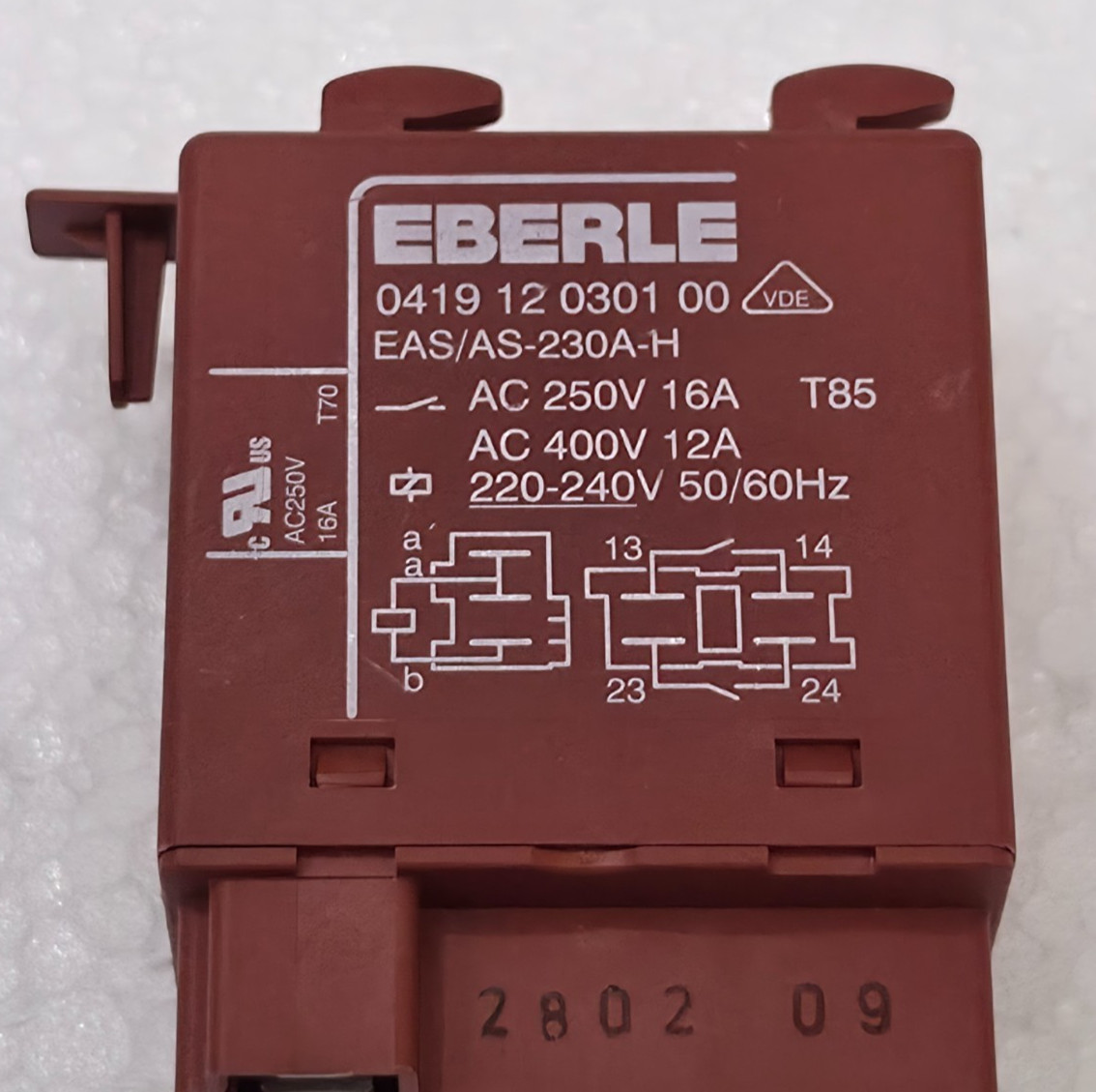 EBERLE T85 HEATING RELAY EAS/AS-230A-H 0419 12 0301 00 220-240V 50/60HZ