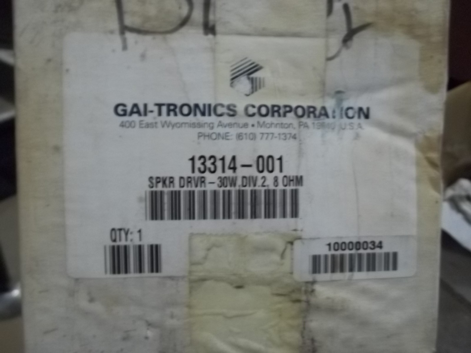 NIB GAI-TRONICS 13314-001 SPEAKER DRIVER 30W 8 OHMS (DD4)
