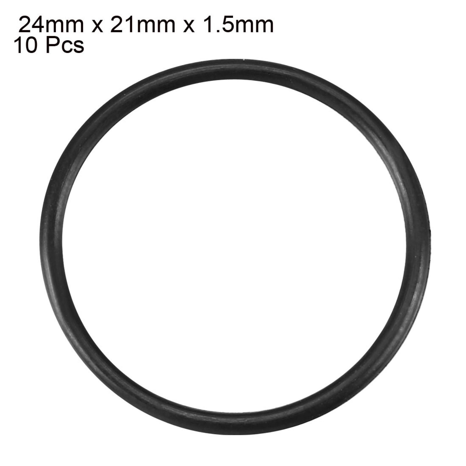 10 Pcs Black Rubber Oil Seal O Ring Gasket Washer 24mm x 21mm x 1.5mm