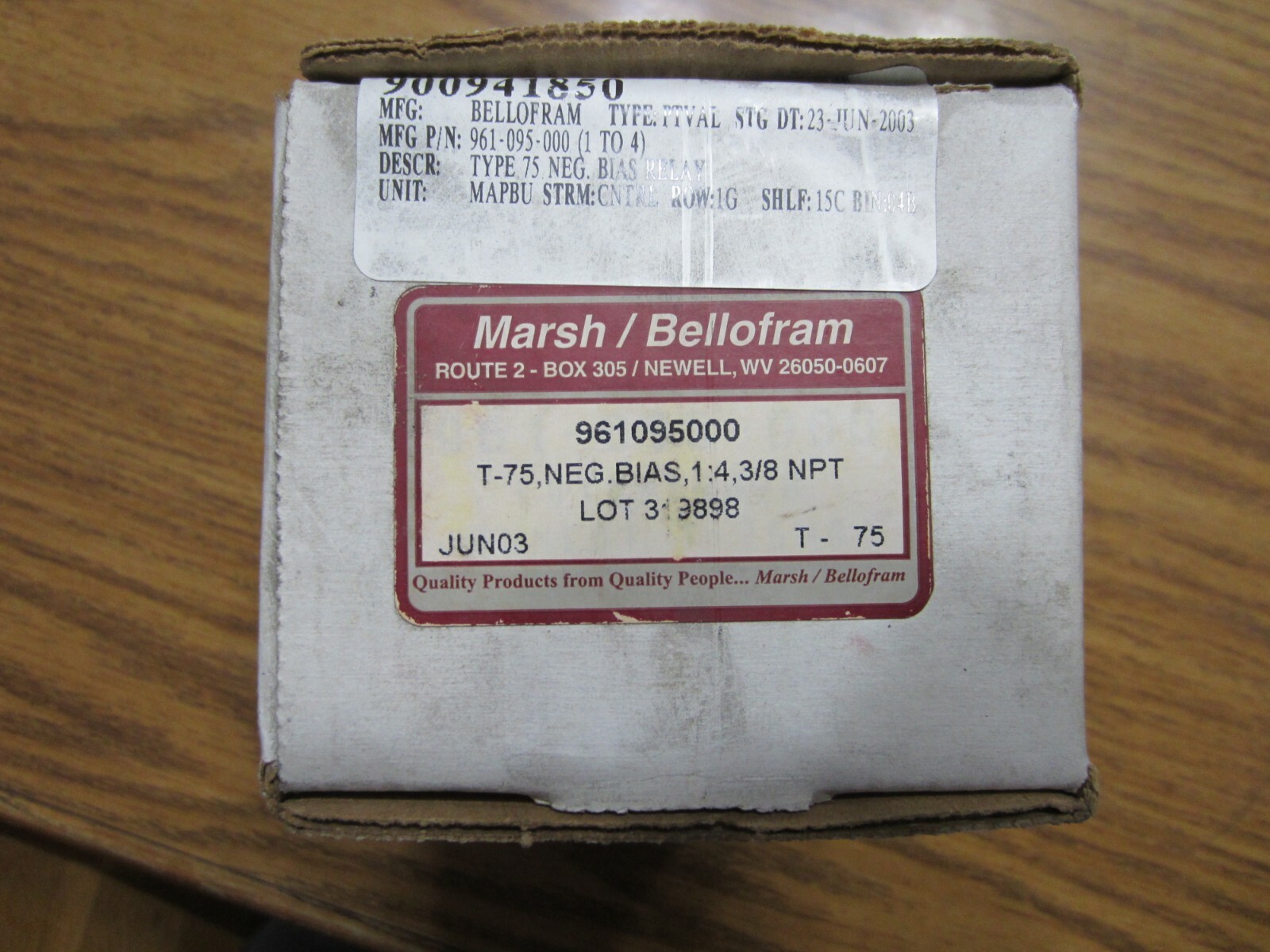New Marsh Bellofram 961095000 Type 75 Negative Bias Relay