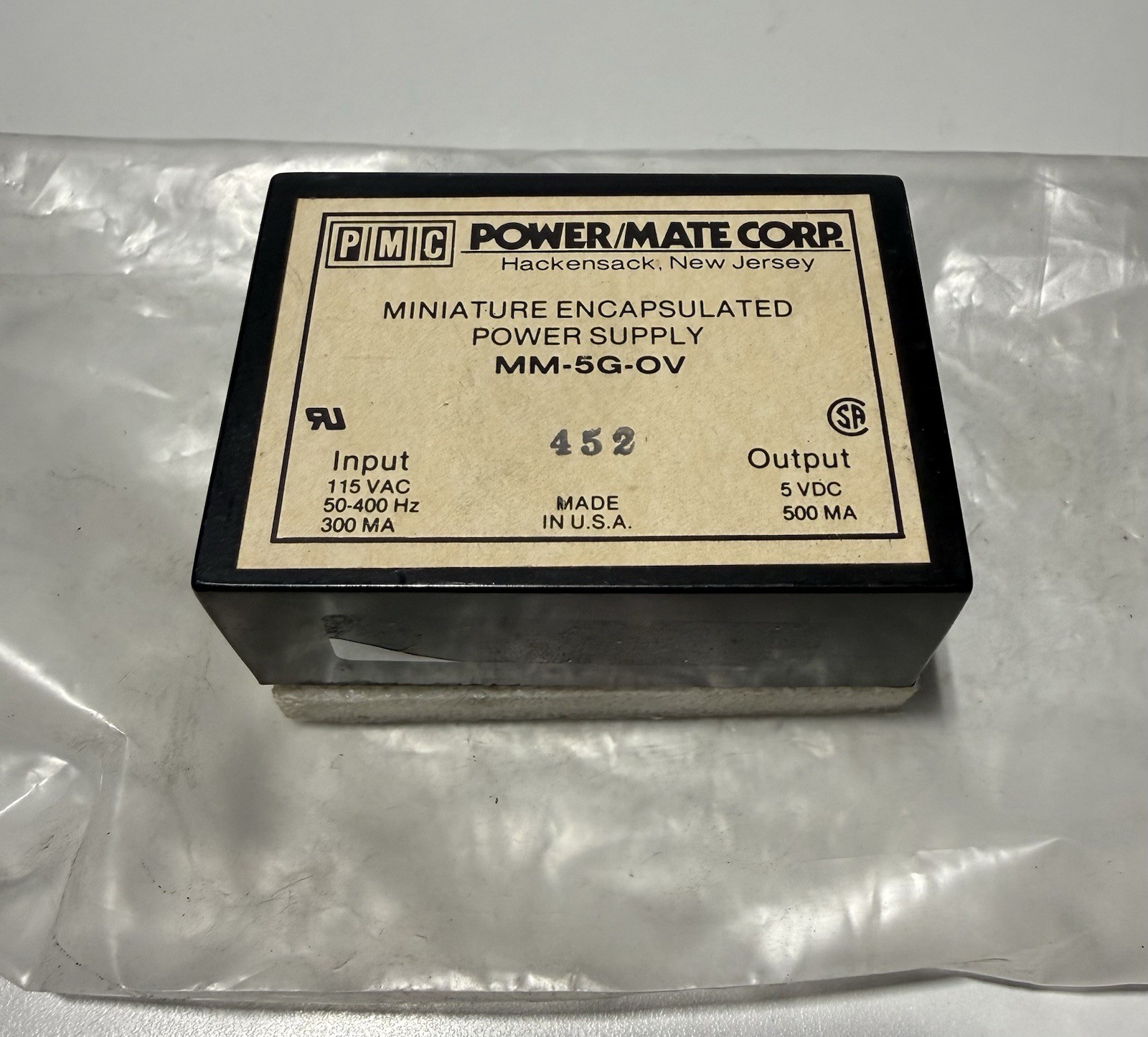 Power Mate Corp PMC MM-5G-OV Miniature Encapsulated Power Supply New Old Stock