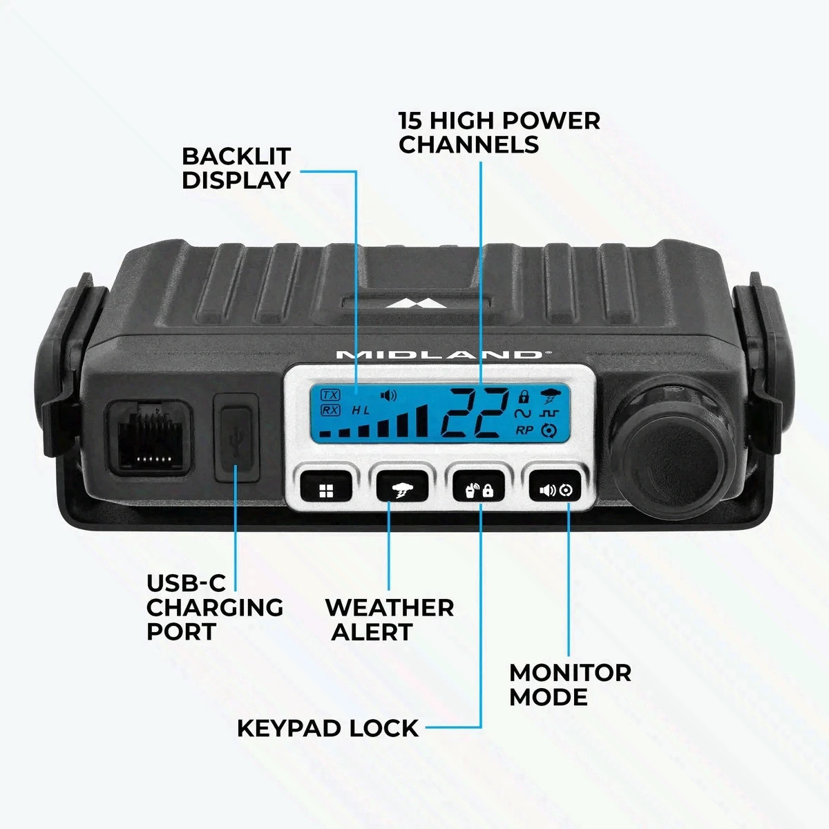 Midland MXT115 MicroMobile GMRS Radio 15W Mobile Two Way Bundle
