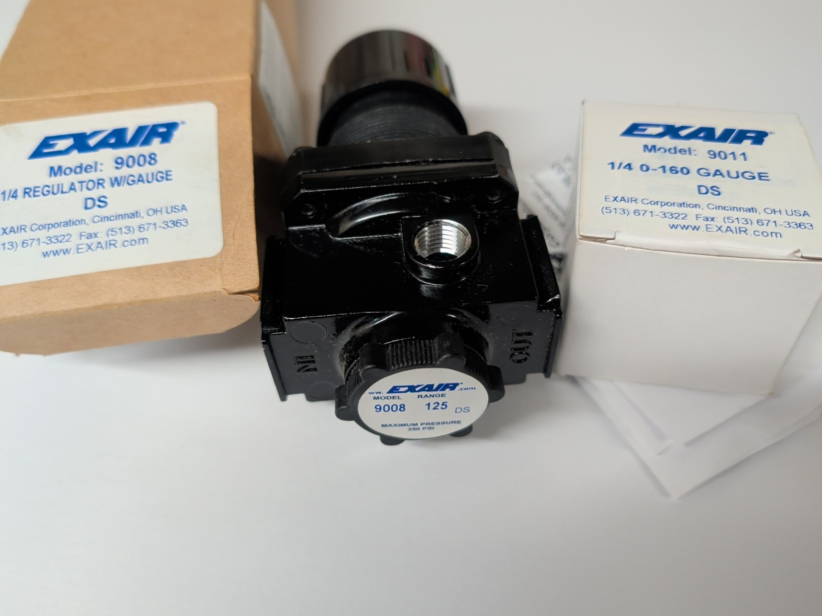 EXAIR Model 9008 1/4 NPT Pressure Regulator with 160psi gauge 9011