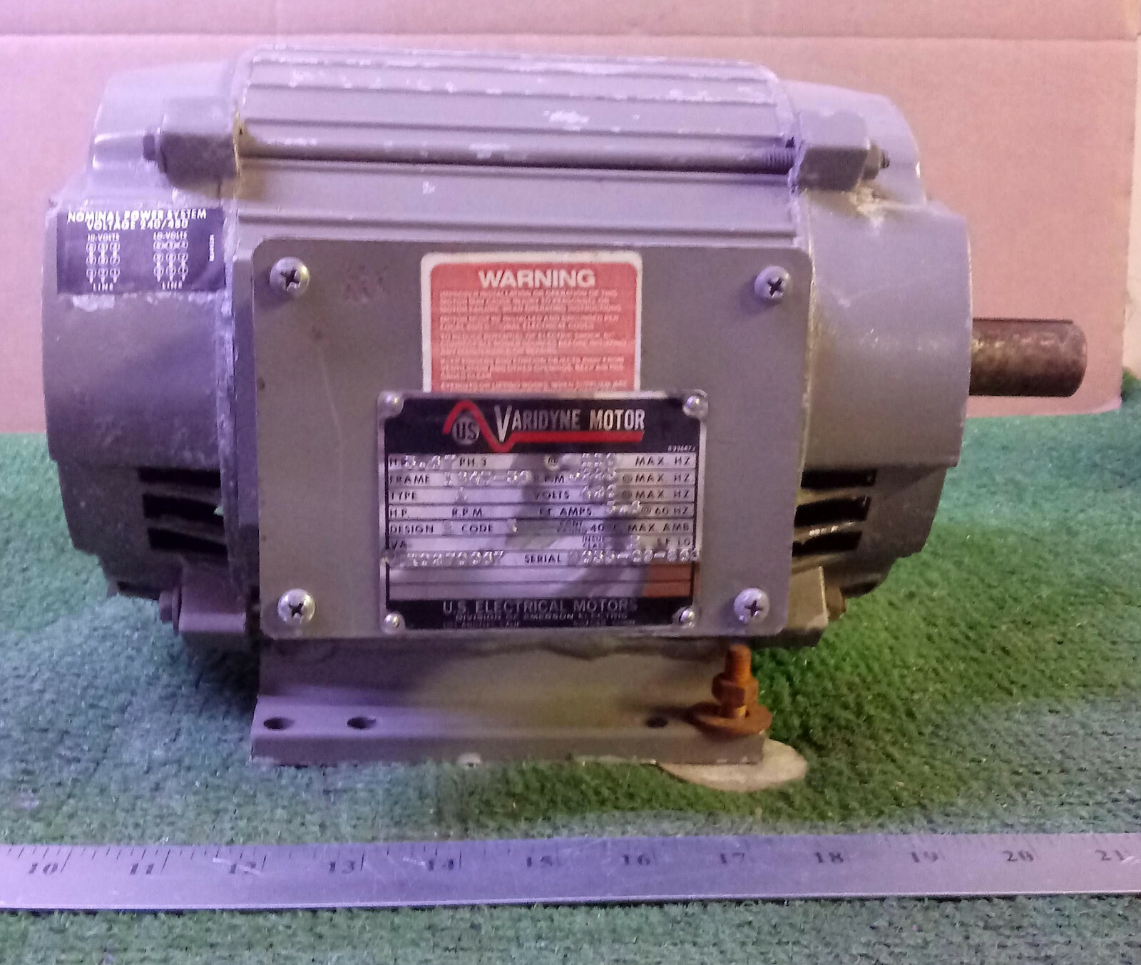 1 USED US ELECTRIC MOTORS K0270067 3.67HP VARIDYNE MOTOR ***MAKE OFFER***