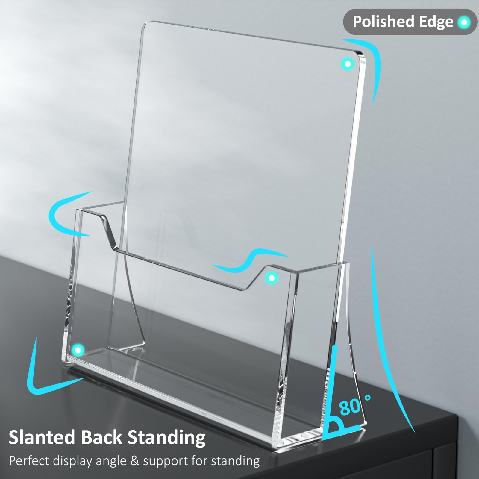 Acrylic Brochure Holder 8.5 x 11 inch 2 Pack, Clear Flyer Holder Plastic Stan…